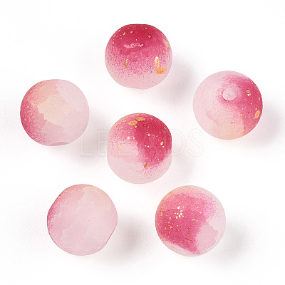 Frosted Baking Paint Crackle Glass Beads with Glitter Powder LS-X1-DGLA-T004-01H-1