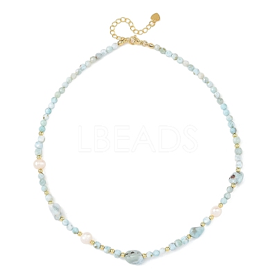 Natural Larimar Beaded Necklaces NJEW-JN06654-1