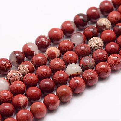Natural Red Jasper Bead Strands G-K153-B19-12mm-1
