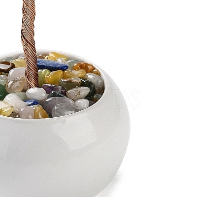 Natural Yellow Quartz & Amethyst Chips Tree Decorations DJEW-M012-01B-1
