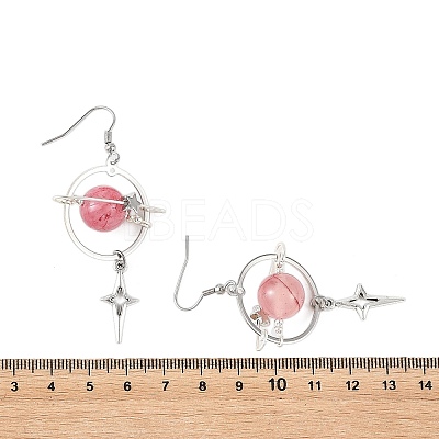 Natural Green Jade & Alloy Pendant Dangle Earrings EJEW-TA00818-03-1