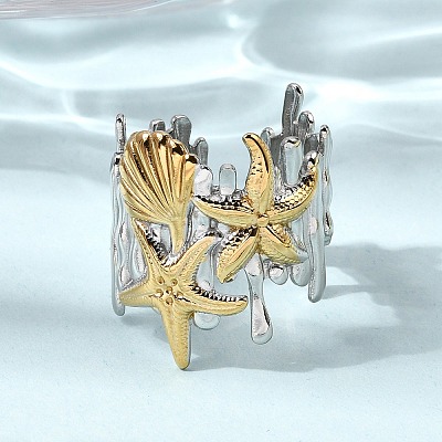 304 Stainless Steel Open Cuff Rings for Women RJEW-K316-01GP-1