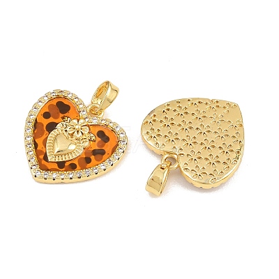 Brass Micro Pave Clear Cubic Zirconia Pendants CU-CBA415D-11G-1