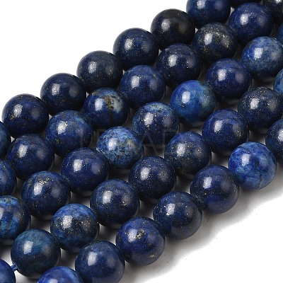 Dyed Round Natural Lapis Lazuli Beads Strands G-K081-8mm-1