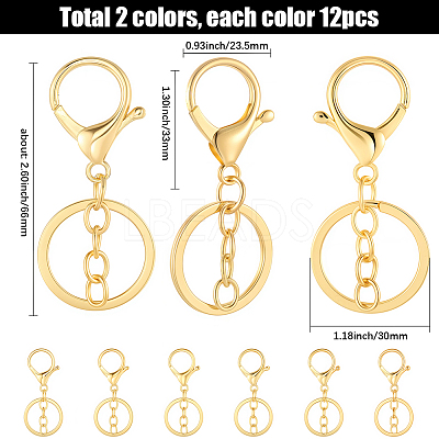 24Pcs Alloy Keychain Clasps KEYC-SC0001-82G-1