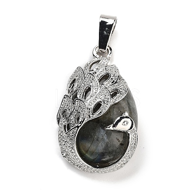 Natural Labradorite Teardrop Pendants G-G112-03P-09-1