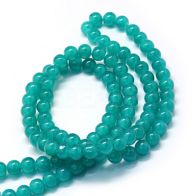 Baking Paint Imitation Jade Glass Round Bead Strands X1-DGLA-Q021-8mm-07-1