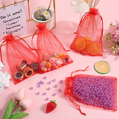 100Pcs Organza Bags Jewellery Storage Pouches Wedding Favour Party Mesh Drawstring Gift OP-SP0001-01A-1