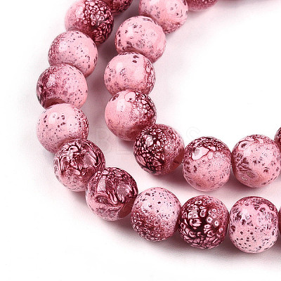 Transparent Baking Paint Glass Beads Strands DGLA-N009-8mm-03-1