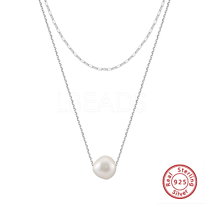 Round Natural Freshwater Pearl Pendant Necklaces NJEW-G153-03P-1