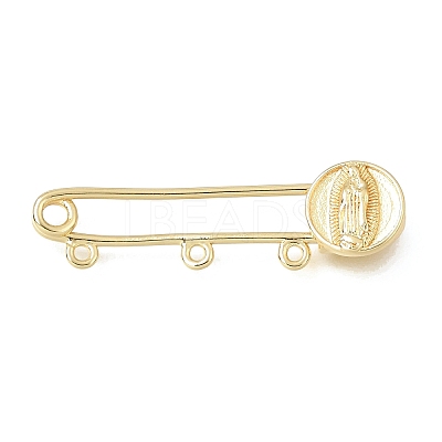 Virgin Mary Brass Safety Pins Brooch Findings KK-E802-41B-G-1