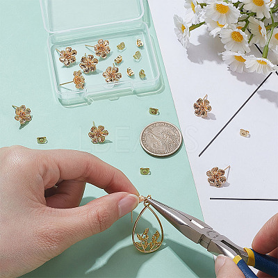 10Pcs Brass Stud Earring Findings KK-UN0006-21-1