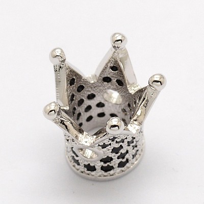 Crown Brass Micro Pave Cubic Zirconia Beads ZIRC-P013-02P-FF-1