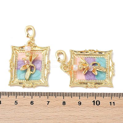 Brass Random Color Glass Pendants KK-Q030-05A-G-1