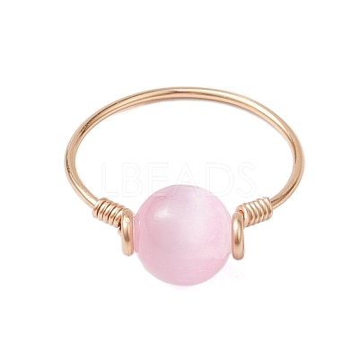 Round Natural Selenite Finger Rings RJEW-TA00127-1