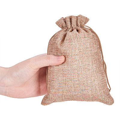 Burlap (Polyester) Packing Pouches Drawstring Bags ABAG-BC0001-07B-18x13-1