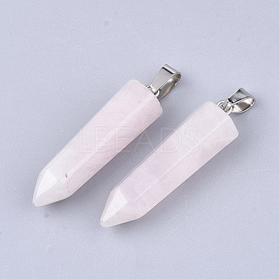 Natural Rose Quartz Point Pendants G-R220-34Q-1