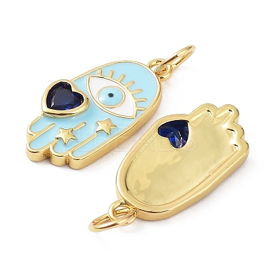 Rack Plating Brass Enamel with Glass Pendants KK-B076-11G-1