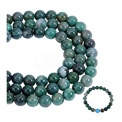 3Strands Natural Moss Agate Beads Strands G-PH0002-93-1