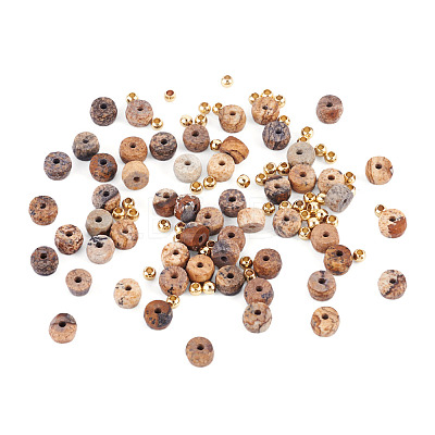50Pcs Natural Picture Jasper Beads G-TAD0001-12-1