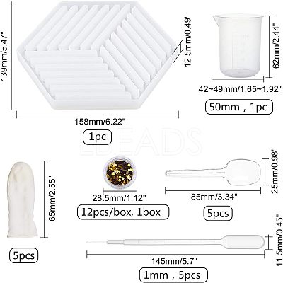 Hollow Hexagon DIY Cup Mats Silicone Molds DIY-OC0003-13-1