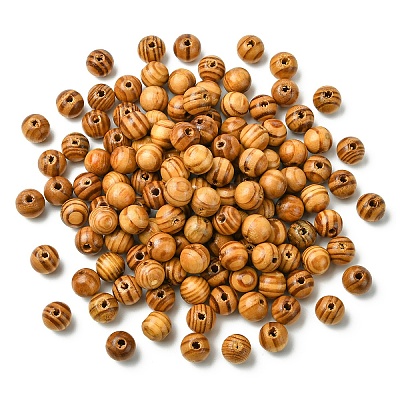 150Pcs Round Natural Wood Beads WOOD-YW0001-58D-1