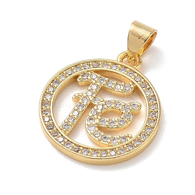 Brass Micro Pave Clear Cubic Zirconia Pendants KK-L268-019G-04-1