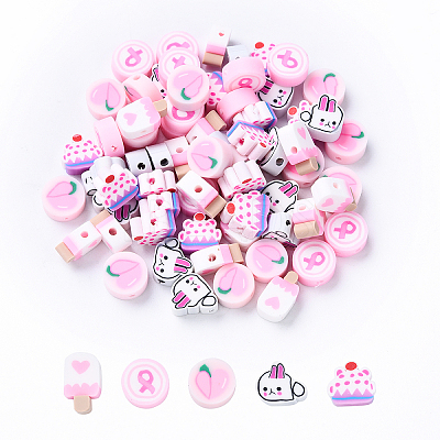 35Pcs 5 Styles Handmade Polymer Clay Beads CLAY-YW0002-11-1