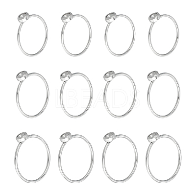 12Pcs 3 Size 304 Stainless Steel Finger Rings Settings for Rhinestone Base STAS-CA0002-16-1