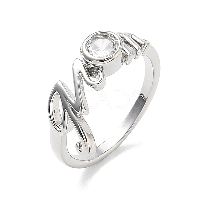 Mother's Day Brass Micro Pave Cubic Zirconia Finger Rings for Women RJEW-K261-15A-P-1
