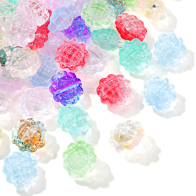 100Pcs Transparent Spray Painted Glass Beads GLAA-CJ0002-26-1