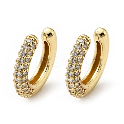 Cubic Zirconia C-Shaped Cuff Earrings EJEW-G295-19G-04-1