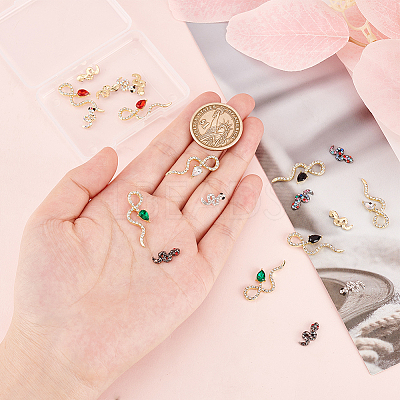 20Pcs 10 Style Alloy Rhinestone Cabochons MRMJ-OC0003-56-1