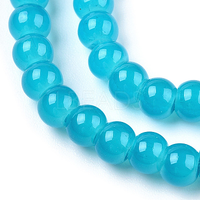 Baking Paint Imitation Jade Glass Round Bead Strands X-DGLA-Q021-4mm-07-1