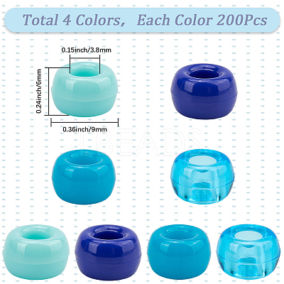 800Pcs 4 Colors Plastic Beads Sets KY-SP0001-24C-1