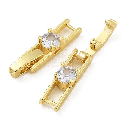 Rack Plating Brass Micro Pave Cubic Zirconia Watch Band Clasps KK-A234-016G-02-1
