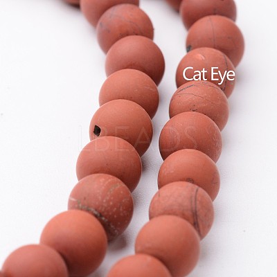 Frosted Round Natural Red Jasper Bead Strands G-J346-22-6mm-1