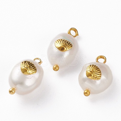 Natural Keshi Pearl Pendants X-PALLOY-JF00594-04-1