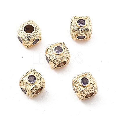 Brass Micro Pave Cubic Zirconia Beads KK-R216-17KCG-02-1
