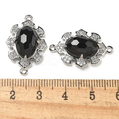 Natural Obsidian Faceted Oval Connector Charms G-G181-06P-06-1