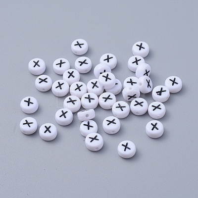 Acrylic Horizontal Hole Letter Beads X-PL37C9070-X-1