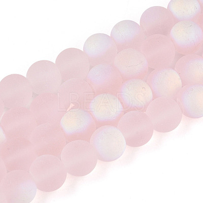 Frosted Transparent Glass Beads Strands GLAA-T032-T8mm-MBB10-1