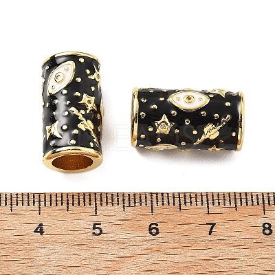 Brass Micro Pave Clear Cubic Zirconia Column European Beads KK-Z114-15G-B02-1