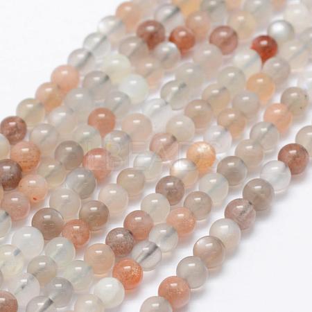 Natural Multi-Moonstone Beads Strands G-P322-43-4mm-1