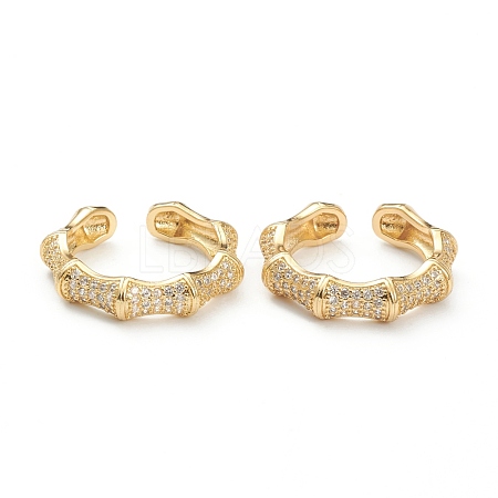 Brass Micro Pave Clear Cubic Zirconia Cuff Rings ZIRC-M117-06G-1