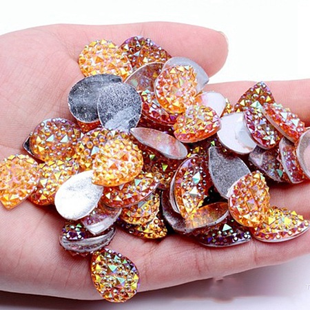 Opaque Resin Rhinestone Cabochons RESI-WH0035-29E-1