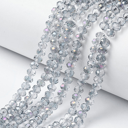 Electroplate Transparent Glass Beads Strands EGLA-A034-T8mm-F10-1