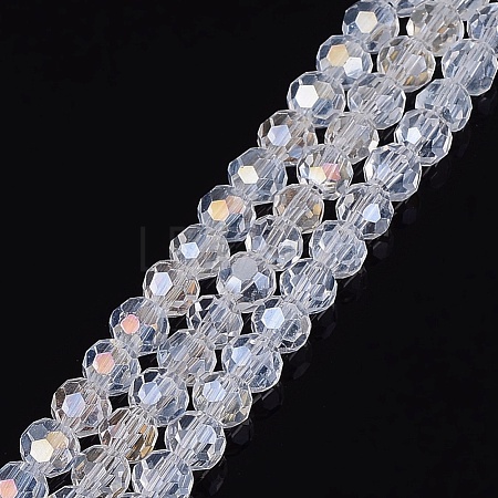 Faceted(32 Facets) Electroplate Glass Beads Strands X-EGLA-R016-4m-25-1