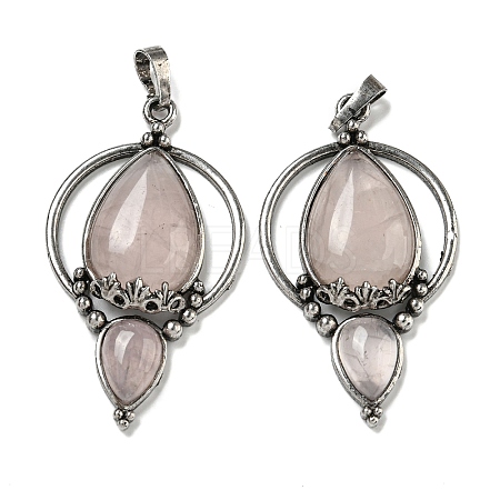 Natural Rose Quartz Pendants G-F766-04AS-02-1