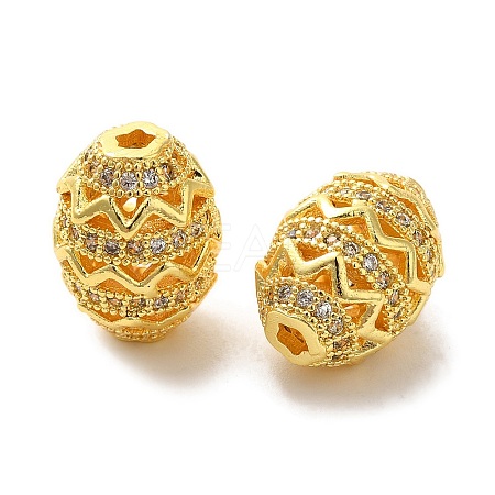 Brass Micro Pave Cubic Zirconia Beads KK-C072-10G-1